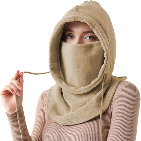 Thermo Fleece Sturmhaube Damen Winddicht Warm Multifunktionale Kapuze mit Nackenwärmer (1/5)