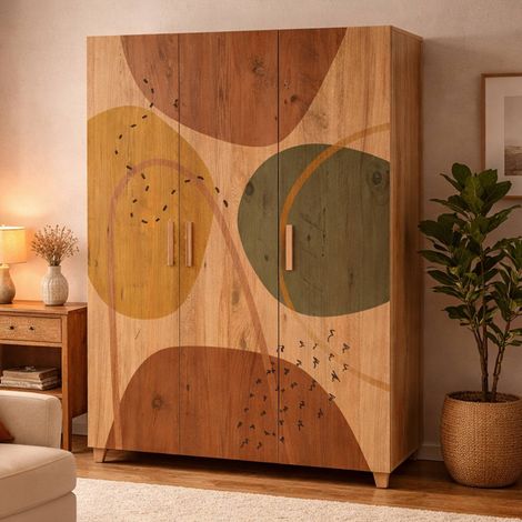 Dmora - Kleiderschrank 3 Türen Samh, Schlafzimmermöbel, Schrank, Garderobe, 120x48h189 cm, Eiche, mit verstärkter Verpackung (1/5)