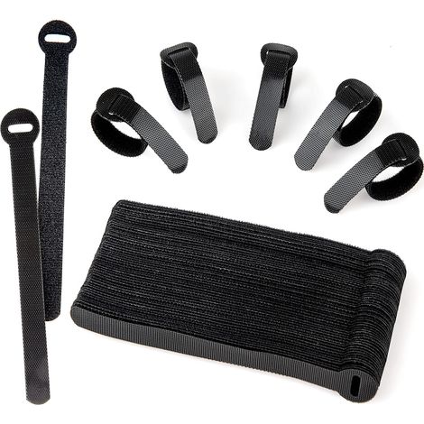 60 Pcs Réutilisables Attache Cable, Sangles Câble, Noir Scratch Serre Cable Pour Câbles Tv, Câbles Pc Et Organisation De Bureau (1/5)