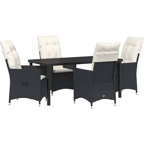 Maison Exclusive - Conjunto de Comedor de Jardín 5 pcs Negro ratá (1/5)