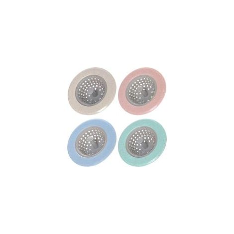 Set di 4 filtri di scarico in silicone, copertura di scarico in silicone, raccogli capelli, filtro per vasca da bagno, filtro per lavandino, filtro per doccia (rosa, verde, blu, beige) - Crezuo