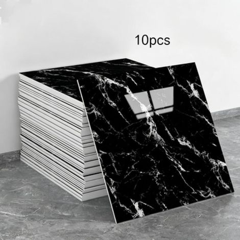 Un juego de 10 paneles de papel pintado autoadhesivos con estampado de mármol (no son azulejos reales, dimensiones: 30 x 30 x 0,2 cm). (1/5)