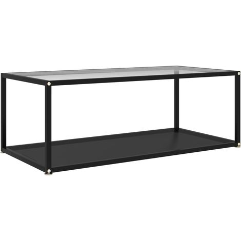 vidaXL Table basse Transparent et noir 100x50x35 cm Verre trempé