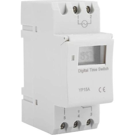 Commutateur Programmable sur Rail Din 15a avec relais de minuterie Programmable Lcd numérique (ac220v) (1/2)