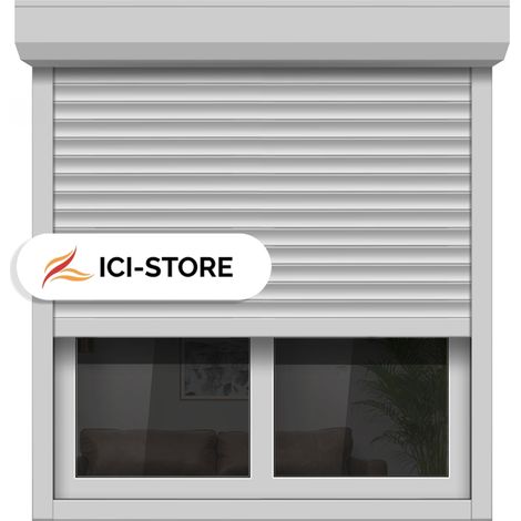 Ici Store – Volet roulant électrique motorisé radio – Aluminium blanc RAL 9016 – Dimensions H110xL100 cm – Isolation renforcée IP44