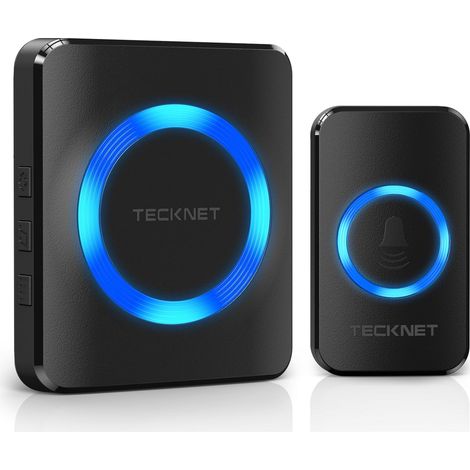 Sonnette sans Fil Exterieur Étanche, 400M Kit de Carillon LED Bleu (1/5)