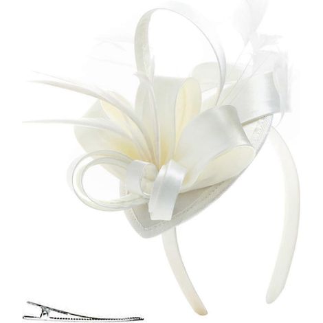 Chapeau bibi Sinknap avec pinces pour bandeau, orné de plumes, idéal pour un goûter, un mariage, Halloween ou un spectacle (fille), beige.