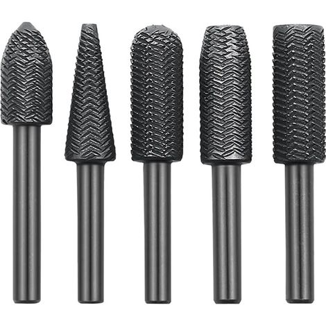 [JAMAIS UTILISÉ]Lime rotative en acier gaufré, 5 pièces/ensemble, 6mm, tête de meulage électrique, lime en forme spéciale, métal souple, alésage (1/5)