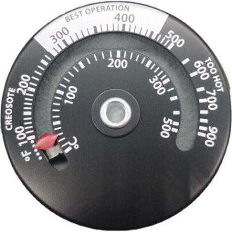 Thermomètre Thermomètre Magnétique pour Poêle à Bois Cheminée Souffleur Thermomètre avec Sonde Maison Haute Sensibilité Grill Thermomètre Noir