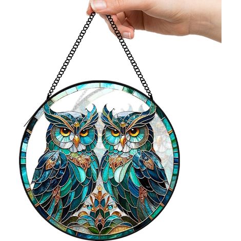 30 cmAttrape-soleil fleurs oiseaux abeille en verre coloré, panneau fenêtre, cadeau femme maman (1/5)