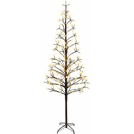 Albero di Natale con luci LED Nero 47 x 210 cm Acciaio 228 LED vidaXL