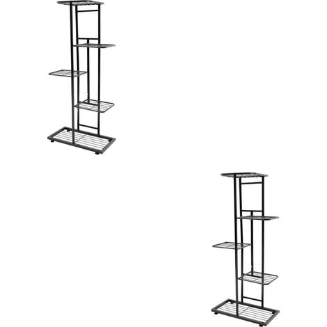 Support à plantes en fer à 5 niveaux, noir, porte-pots de fleurs à plusieurs niveaux pour jardin et extérieur (1/5)