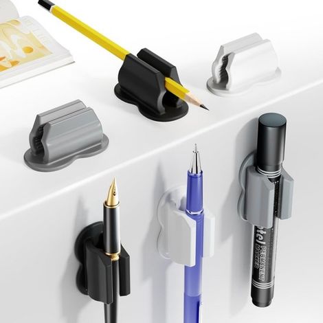 Confezione da 6 portapenne con retro autoadesivo per pareti e tavoli, portapenne con clip, materiale didattico (1/5)