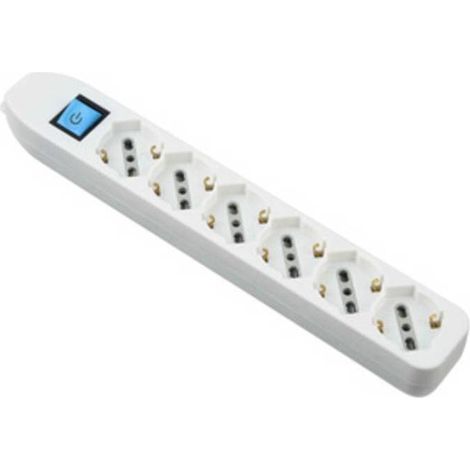 MULTIPRESA 6P BIP/SCHUKO+INTERR S/CAVO BIANCO FIG.10