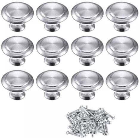 Set of 12 23mm furniture button knobs, round kitchen door handles, zinc alloy door handles, polished chrome cabinet door handles, kitchen handles (1/4)