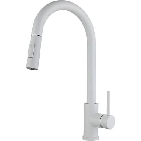 Robinet de Cuisine Extractible 360° Anti-éclaboussures Design Élégant et Léger Blanc (1/3)