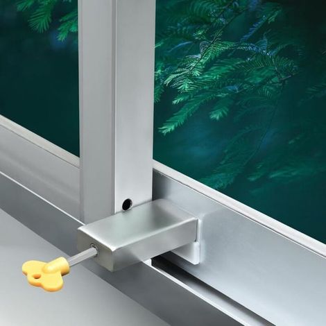 Lot de 2 serrures coulissantes réglables pour fenêtres à glissière, verrou de sécurité ajustable, fermeture de baie coulissante, 2 pièces (1/5)