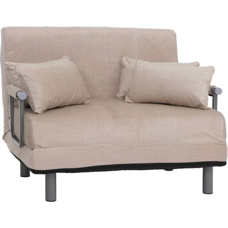 [NON UTILIZZATO] Poltrona letto HHG-690, pieghevole Divano letto, superficie riposo 190x100cm, tessuto ciniglia (370g/m²), avorio