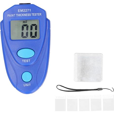 Testeur d'épaisseur de Peinture de revêtement Automobile, testeur d'épaisseur numérique Portable calibré automatiquement(Bleu) (1/5)