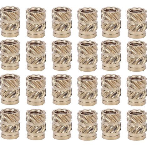 100 hitzebeständige Nietmuttern, Kupferankermuttern, gerändelte Gewindemuttern – 0,4 x 0,3 cm – Gold (1/4)
