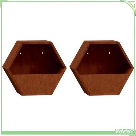 Jardinière murale - FAFEICY - 823685 - Acier corten anti-corrosion - 46x10x40 cm - Pack 2 - Rouillé (1/5)