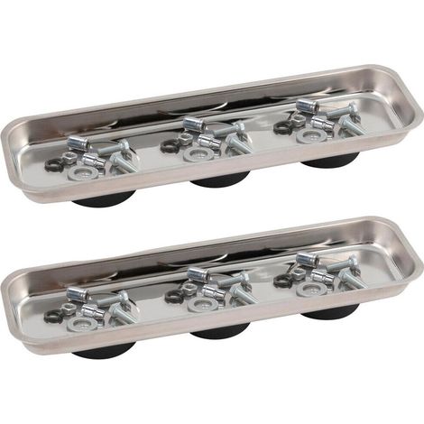 Set of 2 plateaux of plateaux rectangulaires magnétiques en acier inoxydable, vis et écrous libres, pièces of metal, plateau of garage, pack of 2 (1/4)