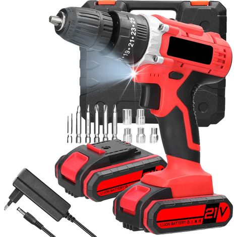Visseuse sans fil, batterie lithium 21V, contrôle de vitesse double, 2pcs batteries, UE (1/2)