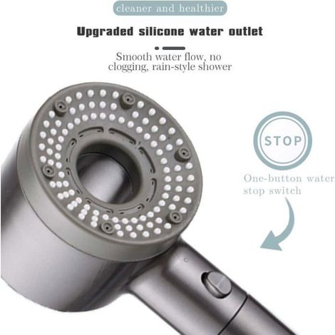 Pommeau douche économique 5 modes filtre coton PP, anti-calcaire gris rechargeable main fixe (1/5)