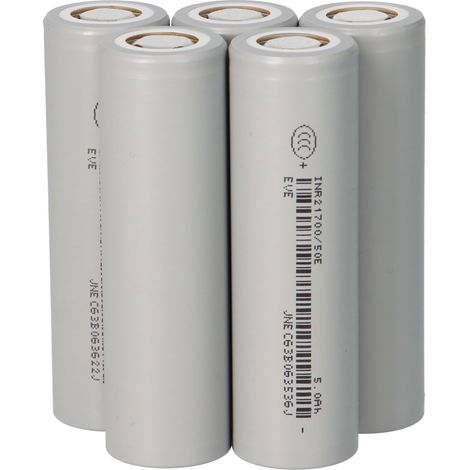 5er-Set EVE Li-ion Akku INR21700-50E 3,6V 5000mAh - 15A Flat top (1/5)