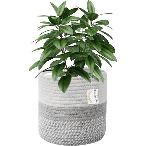 Panier à plantes avec doublure jardinière d'intérieur tissée pour pots de fleurs rangement la maison 18 cm Gris (1/5)