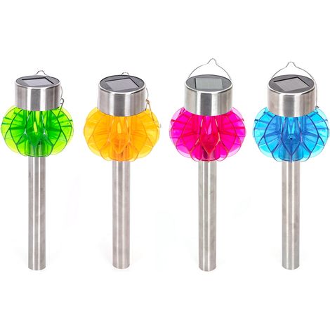Lampioncino segnapassi Led Dahlia 0,012W in acciaio con pannello solare IP44 colori assortiti con sensore crepuscolare confezione 12pz Aigostar (1/4)