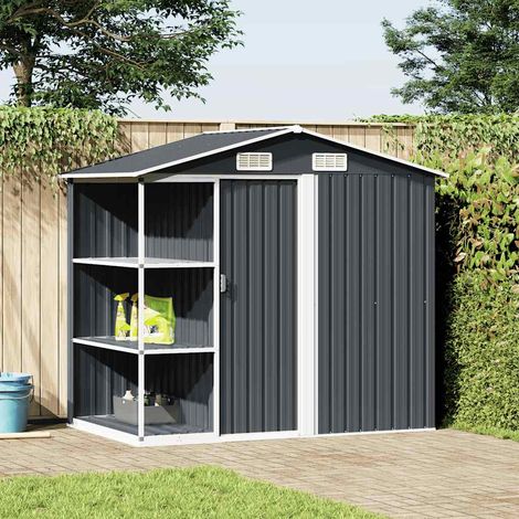 Gartenhaus mit Regal Anthrazit 205x130x183 cm Eisen