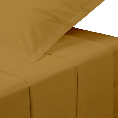 Bettlaken - Perkal - goldbraun - 180x290 cm