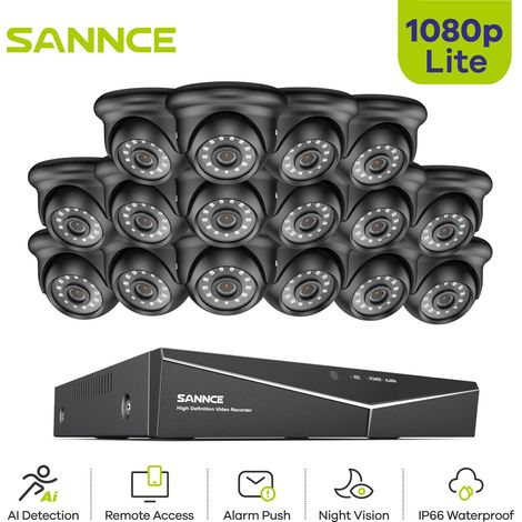 SANNCE 1080P Kit Videosorveglianza Sicurezza 16CH DVR Esterno IR Telecamere Visione Notturna Monitor Remoto Sistema (1/5)