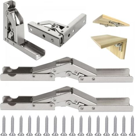 4 Pieces Invisible Hinge for Cabinet Doors, 90/180 Degree Folding Shelf, Furniture Hinge, Cupboard Door Hinge with 16 Screws, Furniture Accessories, Hinge for Cabinet Doors (1/5)