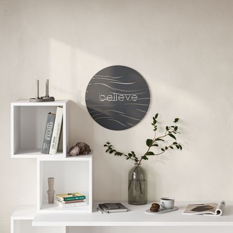 Décor mural moderne Believe en métal noir ornement décoratif pour la maison