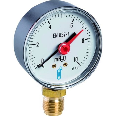 Higrómetro de conexión vertical 12x17 - dial de Ø63mm de 0 a 10 bares