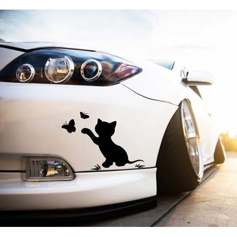 Autocollant De Voiture Chat Papillon Style Drôle Amovible (1/3)