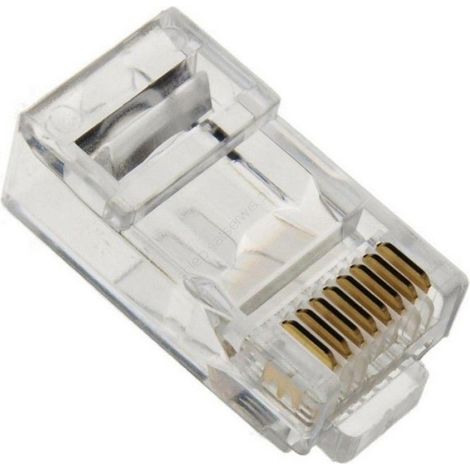 Connecteur RJ45 - 8P8C - Cat 5e - Pour Câble LAN FTP - Fil Traversant - Broches Dorées 3 µm - Plastique Résistant