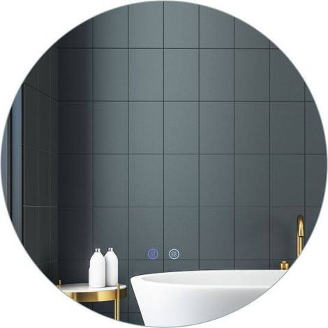 Miroir de salle de bain rond LED blanc Ø60 cm avec éclairage réglable, tactile et antibuée pour salle de bain, toilettes et chambre (1/5)