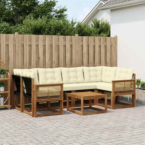 vidaXL Outdoor-Sofagarnitur mit Kissen 7 pcs Natur und Creme (1/5)
