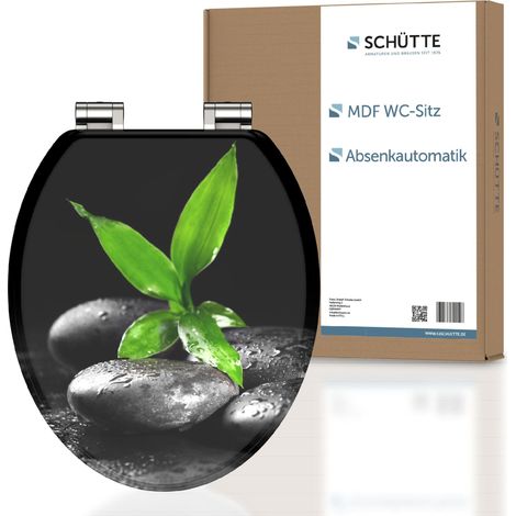 SCHÜTTE Tavoletta WC chiusura ammortizzata legno Copriwater universali globo Coperchio Water MDF Sedile WC Universale Asse Water Fino a 250 kg DARK STONES (1/5)