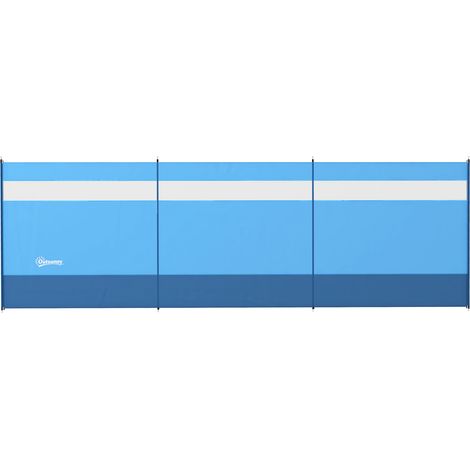 Windschutz mit Sichtfenster und Tragetasche, Stahlstangen, 440 x 140 cm, blau