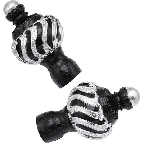 2 Embouts Ronds pour Tringle à Rideau Extrémité de Poteau de Draperie Embouts Décoratifs de Remplacement Noirs pour Le Rideau Les Accessoires de Décoration de Tringle Romaine, 27 mm (1/5)