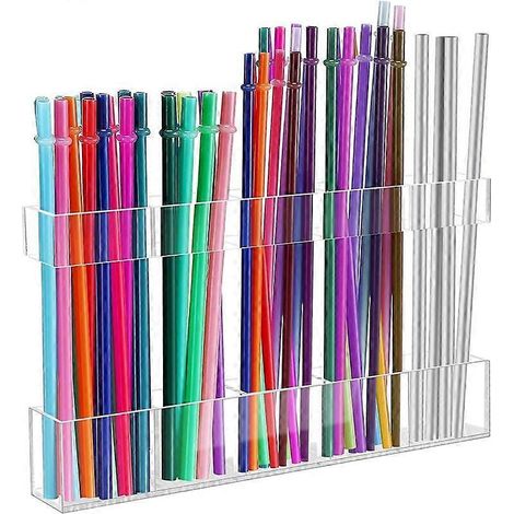 Porte-pailles en acrylique pour porte de placard, distributeur de rangement et organisateur de pailles peu encombrant pour portes de placard ou comptoirs, organiseur de pailles réutilisable pour gobel (1/5)