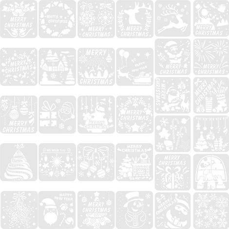 32 pochoirs de Noël, outils de peinture en aérosol, pochoirs pour la décoration murale et les projets de bricolage (1/5)