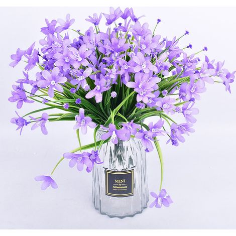 Fleur Artificielle - Orchidée Plastique - Gazon Printanier à 7 Branches - Pour Intérieur Extérieur Jardin - 1 Pièce (1/3)
