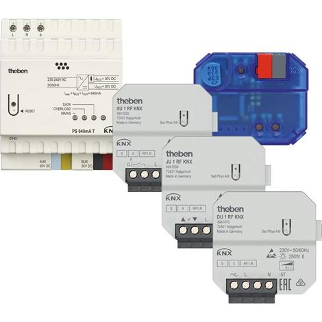 Theben KNX Set 4 KNX-RF Spannungsversorgung, UP-Medienkoppler, weiß/blau