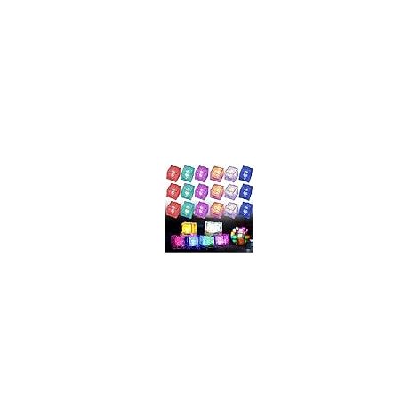 Lot de 24 Glaçon Lumineux LED, Bacs à Glaçons, Glaçons Lumineux Au Néon, Jouet de Bain, Glaçons LED Multicolores à Clignotement, pour Champagne Tour, Fête, Club, Barre, Décoration de Mariage, Festival