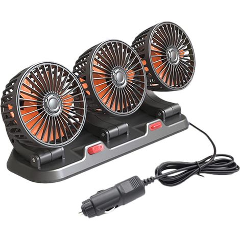 Ventilatore elettrico a tre teste, ventola di raffreddamento per auto portatile, ventola di raffreddamento per auto con rotazione a 360°, per 24 V (1/5)